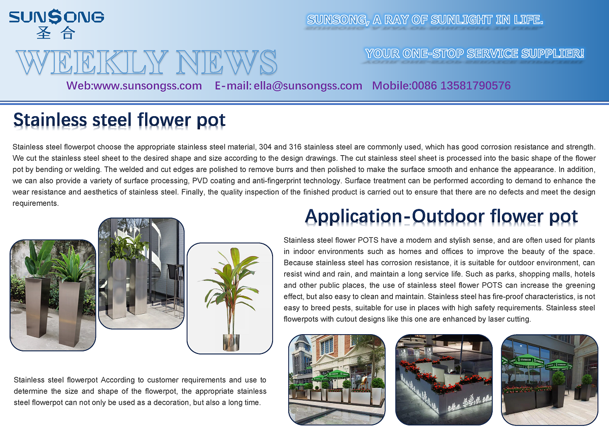 Stainless steel flower pot Application-Outdoor flower pot